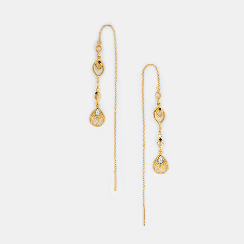 Buy Queen Of Action Sui Dhaga Earrings In Gold Plated 925 Silver From