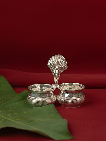 Mayur Haldi Kumkum Stand Crafted in 925 Silver