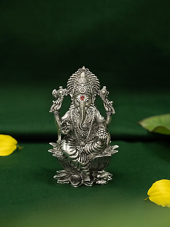 Vighnaharta Ganesha Idol Crafted in 925 Silver