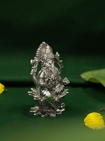 Vighnaharta Ganesha Idol Crafted in 925 Silver