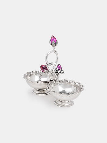 Like a Lotus Haldi Kumkum Stand Crafted in 925 Silver