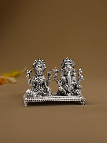 Shubh Labh Ganesh Lakshmi Idol Crafted in 925 Silver