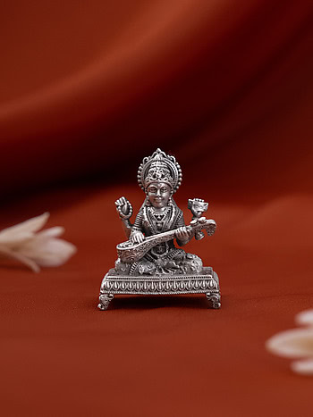 Sharda Saraswati Idol Crafted in 925 Silver
