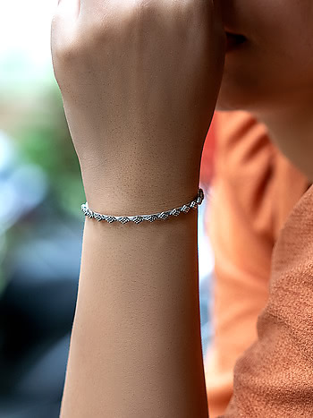 Snake with natural stone - 925 Sterling Silver Bracelets With Silver Chain