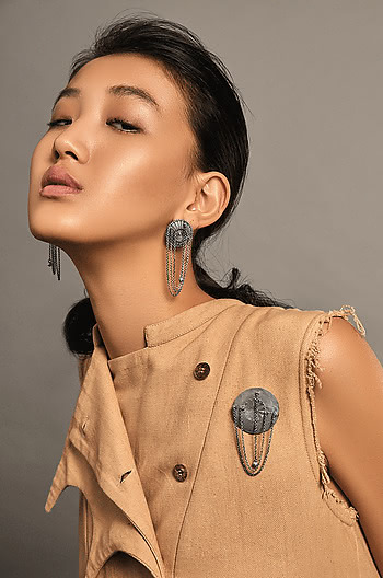 Antique Telin Shield Earrings