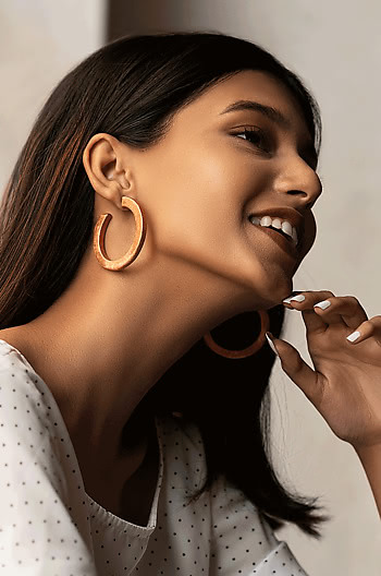 Kerry W Hoops in Rose Gold Plating Kerry W Hoops in Rose Gold Plating