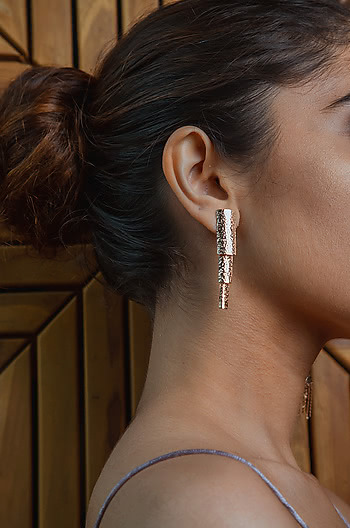 You and Me Earrings in Rose Gold Plating