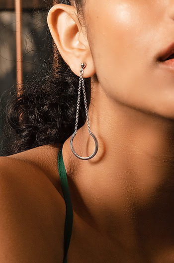 Lights Up Earrings in Rhodium Plating