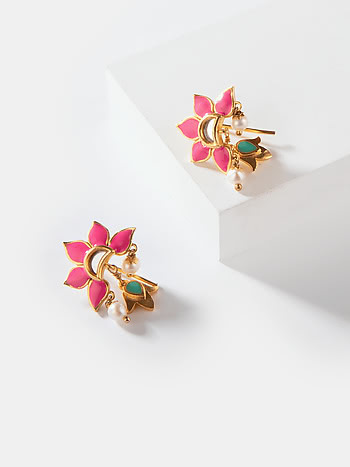 Maahi Ve Earrings in Gold Plated Brass