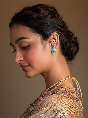 Navrai Majhi Earrings in Gold Plated Brass
