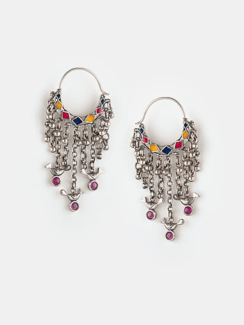 Sarvariyo Pattern Earrings in Oxidised 925 Silver