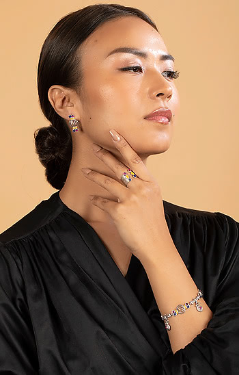 Dhol Motif Earrings in 925 Silver