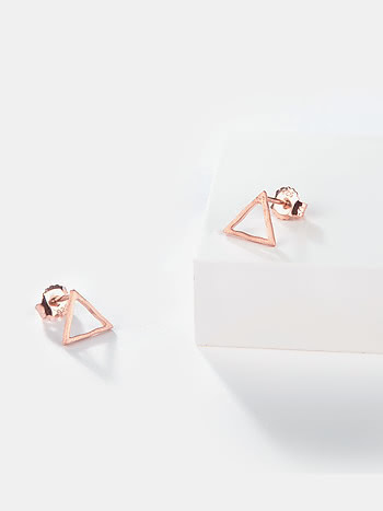 The Girl Boss Triangle Charm Stud Earrings in Rose Gold Plated 925 Silver