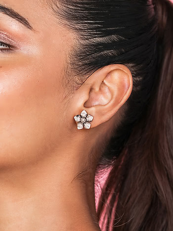 Murasaki S Studs in 925 Oxidised Silver