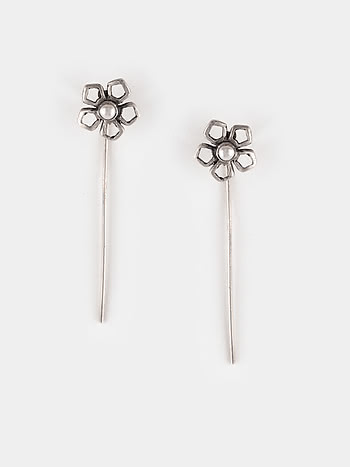 Gita G Wire Earrings in 925 Oxidised Silver