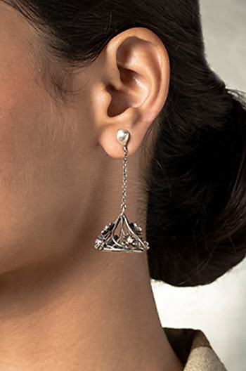 Oxidised Radha Kaise Na Jale Jhumkas in 925 Silver