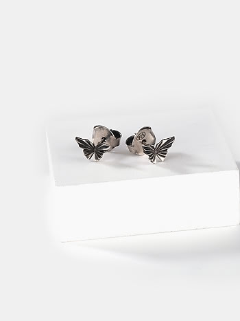 Oxidised Chasing My Constant Endeavours Mini Earrings in 925 Silver