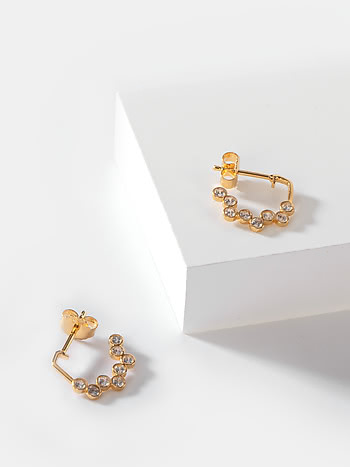 Starry Gaze Hoop Earrings in Gold Plated 925 Silver