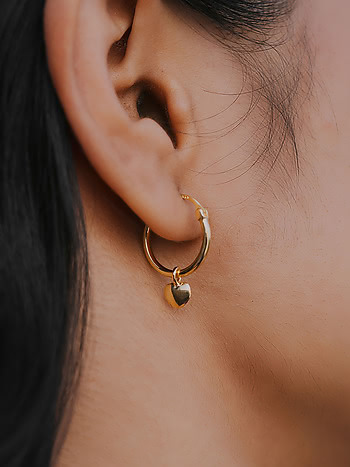 Iconik Classic Gold Plain Thin Cambered Huggie Hoop Ear Lobe Earrings Stud  for Men and Women  Amazonin Fashion