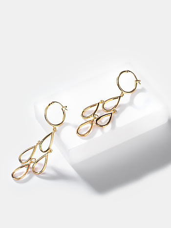 14mm Dew Drops Hoop Earrings in Gold Plated 925 Silver