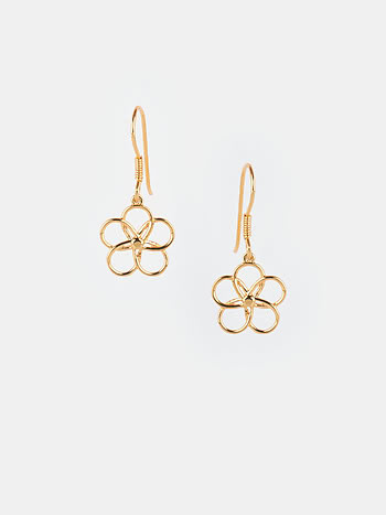 Springtime Bloom Flower Earrings in Gold Plated 925 Silver