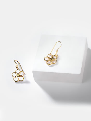 Springtime Bloom Flower Earrings in Gold Plated 925 Silver