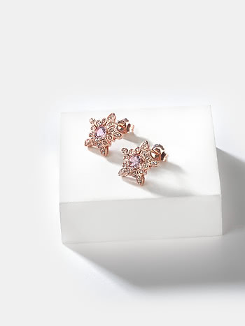 Pink Nebula Star Earrings in Rose Gold Plated 925 Silver