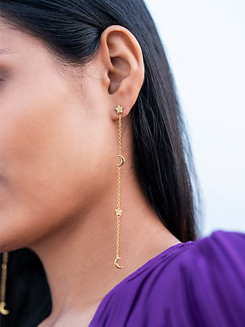 Buy 22k Solid Gold Long Earrings Chain Earrings Indian Threader Online in  India  Etsy
