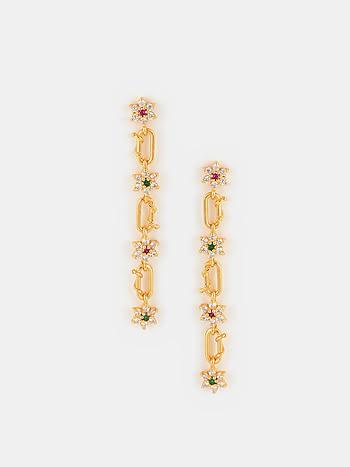 Link of Love 7 Stone Earrings in Gold Plated 925 Silver