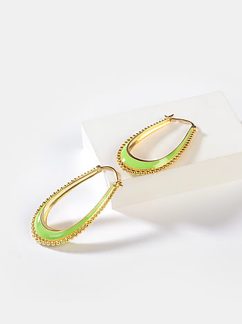 A New Project Green Enamel Hoops in Gold Plated 925 Silver