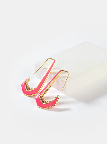 A Winning Pitch Pink Enamel Hoops in Gold Plated 925 Silver