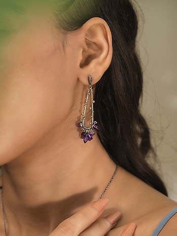 Oxidised Rebutia Bloom Earrings in 925 Silver