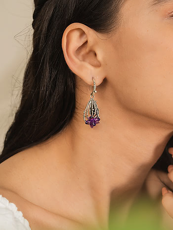 Oxidised Mammilaria Bloom Earrings in 925 Silver