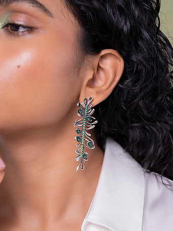 Relieve Oxidized Earrings in 925 Silver