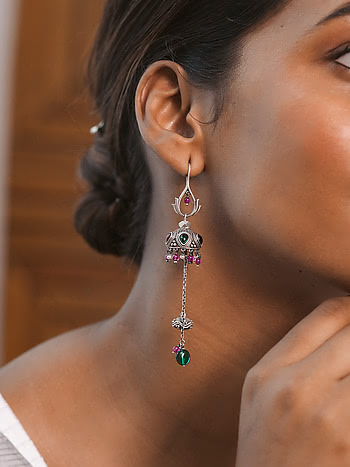 Feeling Azhagu Oxidised Earrings in 925 Silver