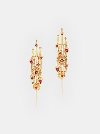 Echinocereus Bloom Ear Pins in Antique Gold Plated 925 Silver