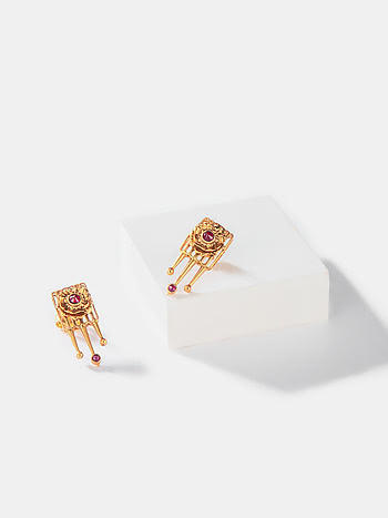 Echinocereus Bloom Earrings in Antique Gold Plated 925 Silver