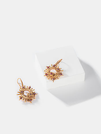 Pediocactus Bloom Earrings in Antique Gold Plated 925 Silver