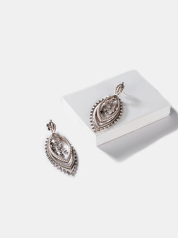 Oxidised Antique Jijis Mela Tour Earrings in 925 Silver