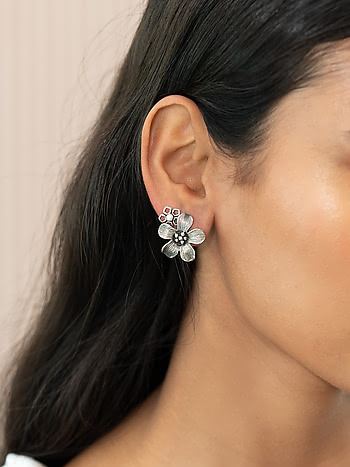 Marie C Earrings in 925 Oxidised Silver