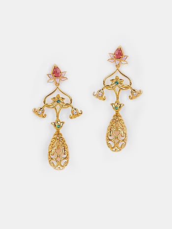 Band Baaja Bridesmaid Dangler Earrings in Gold Plated 925 Silver