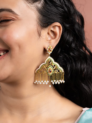 Bindaas Bahu Earrings in Gold Plated 925 Silver