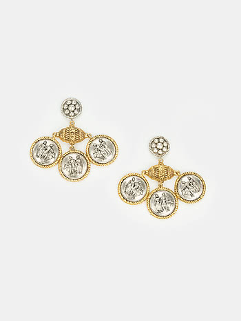 Jodi Coin Drop Earrings in Dual Plated 925 Silver