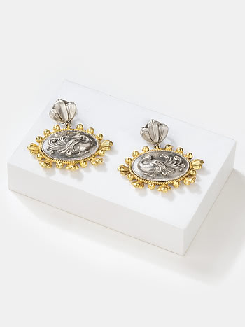 Navilu Coin Earrings in Dual Plated 925 Silver