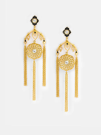 Queen of Solutions Dangler Earrings in Gold Plated 925 Silver