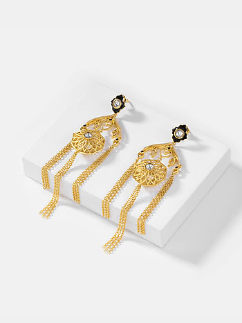 Queen of Solutions Dangler Earrings in Gold Plated 925 Silver