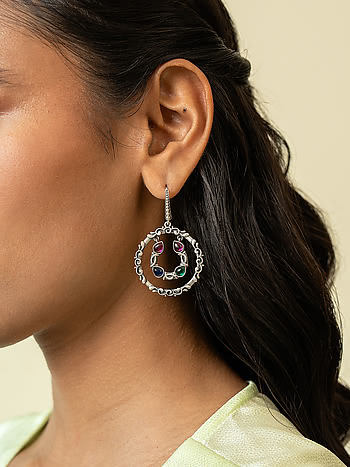 Feeling Phajabi Oxidised Earrings in 925 Silver