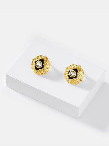 Queen of Solutions Stud Earrings in Gold Plated 925 Silver