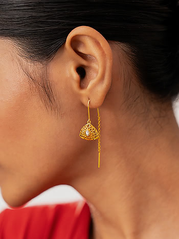 Gold earrings deals design sui dhaga