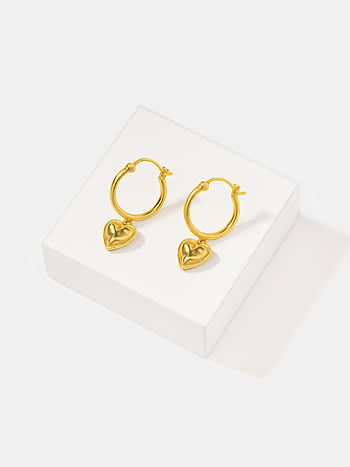You and Your Signature Typos Heart Hoop Earrings in Gold Plated 925 Silver